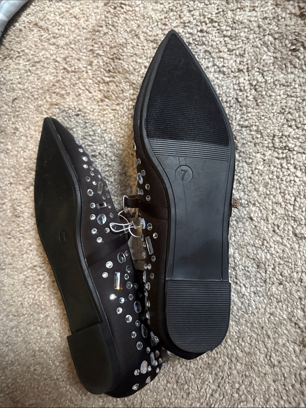 a new day Black Embellished Pointed Toe Mary Jane Flats. Size 9 - 9.5 NWOB - Picture 9 of 9